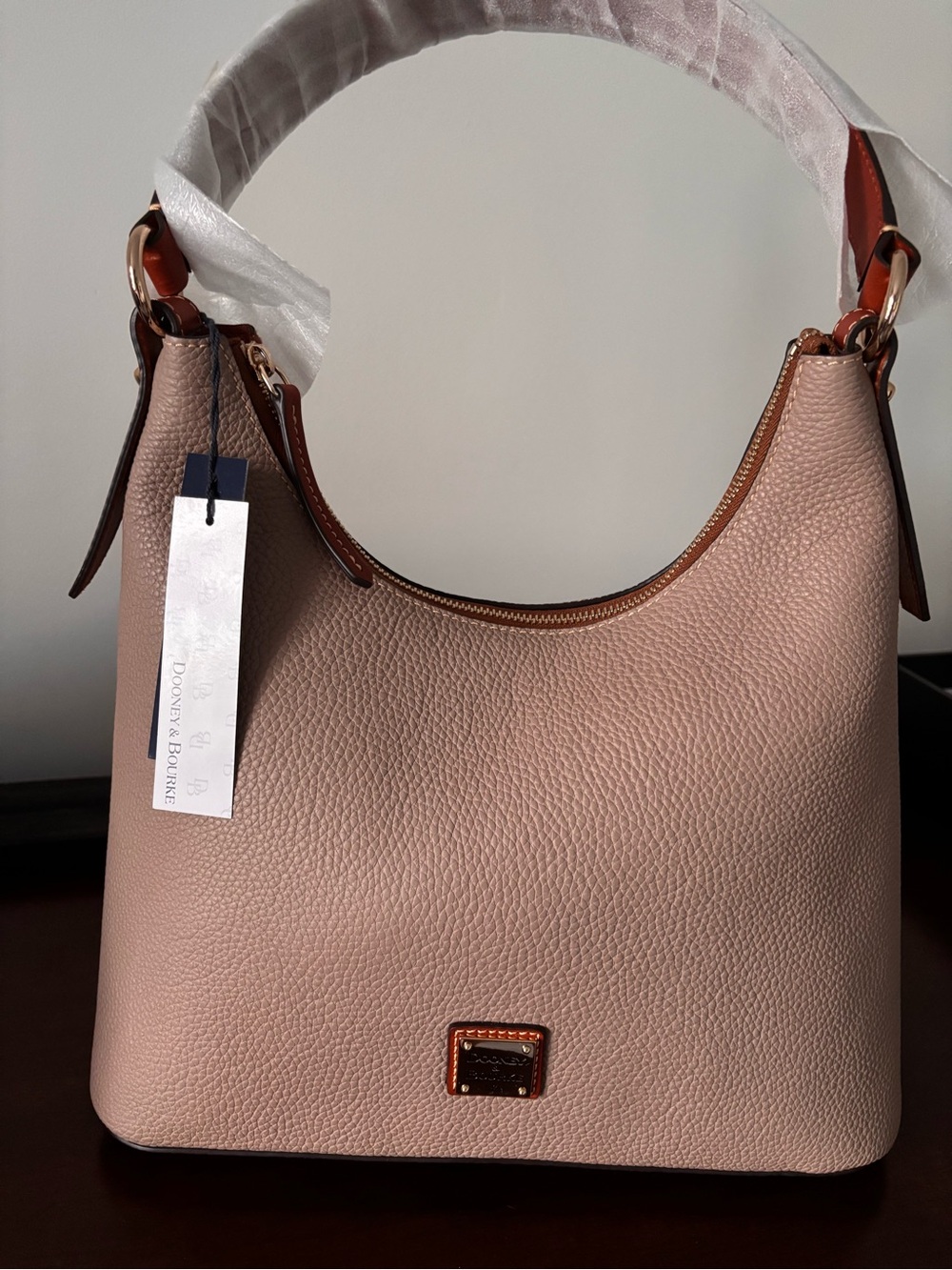 Dooney & Bourke Pink Pebble Leather Hobo Bag